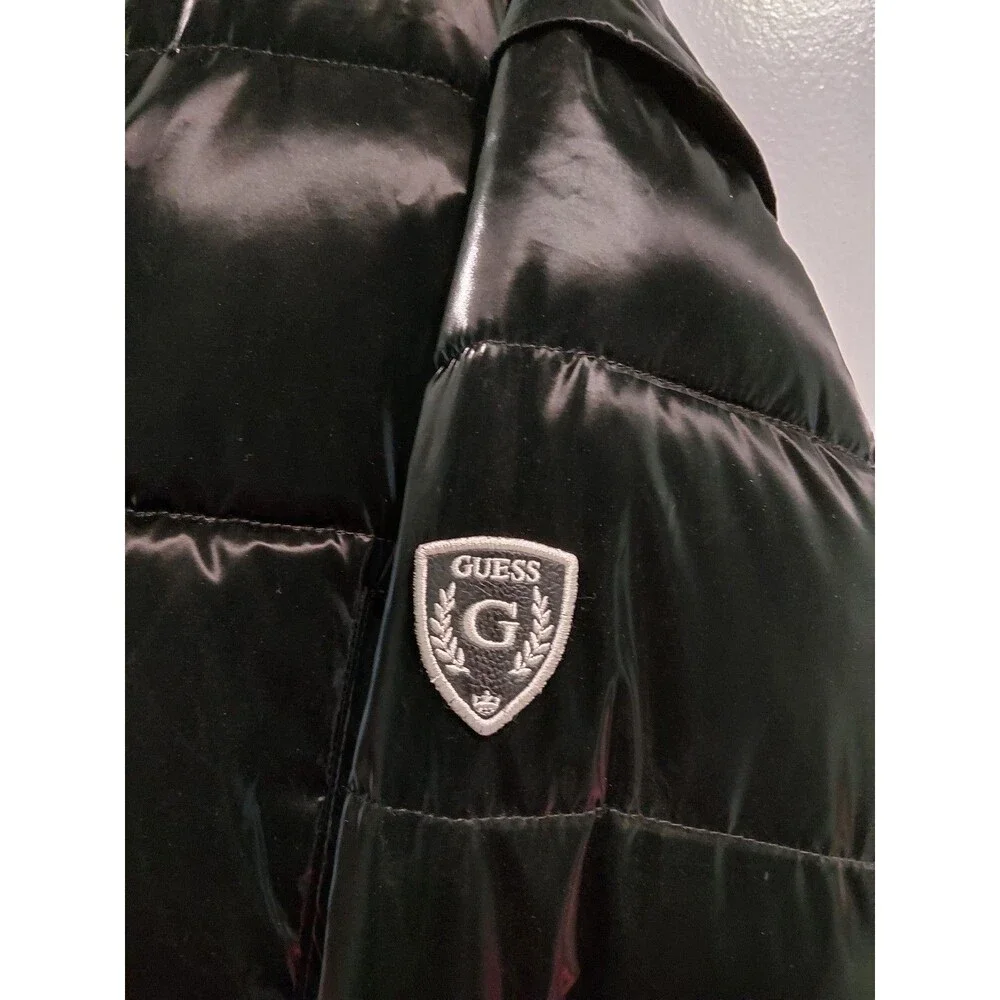 Guess Los Angeles High-Shine Gloss Puffer Convertible To Vest Jacket- Size Small
